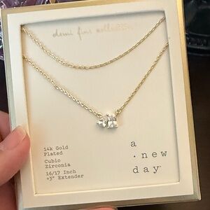 A New Day Gold Necklace with Cubic Zirconia